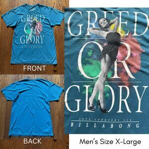 Billabong Men's T-Shirt GREED OR GLORY PinUp Girl Skate Surf BMX Punk Rockabilly